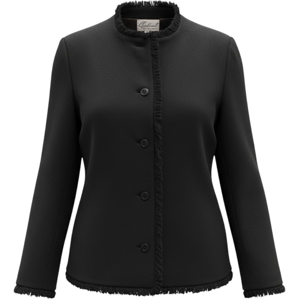 VTG 1960s Cardinal Detroit Fringe Jacket Womens S M Black Mod ILGWU Mid Century
